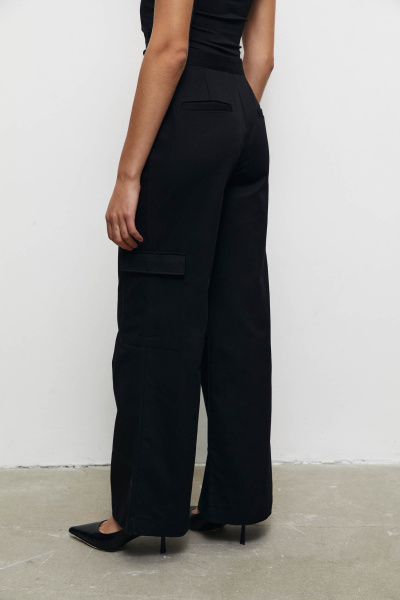 Брюки-карго из твила (M, черный) 2159