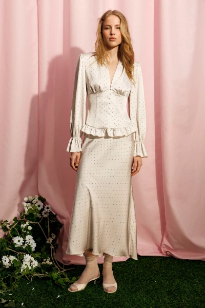 Юбка годе из сатина (Горох на молочном) (S)