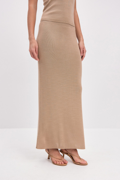 Юбка вязаная макси (бежевый) (S) 