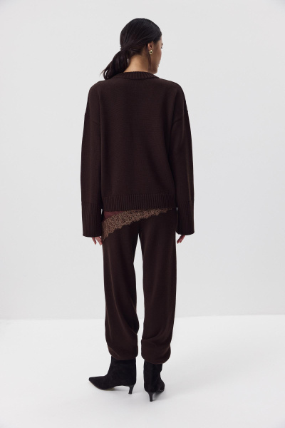 Джемпер из мериносовой шерсти с круглым вырезом (Шоколадный) (one size) 