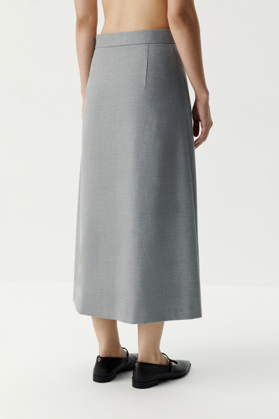 Юбка миди со складками (серый меланж) (XS) 