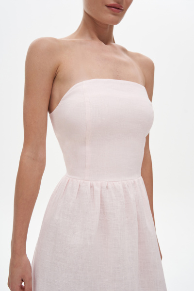 Платье без бретелей изо льна (S, светло-розовый) 2556