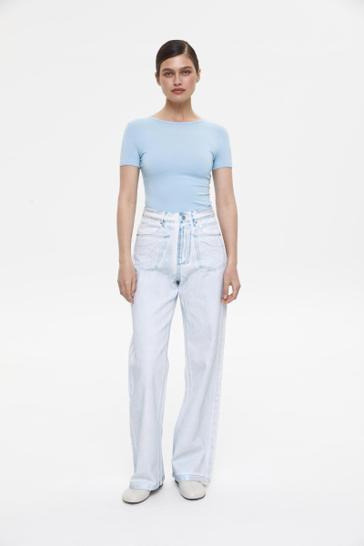 Джинсы с металлизированным покрытием/Foil coated denim pants (28/M, голубой/blue) 1741