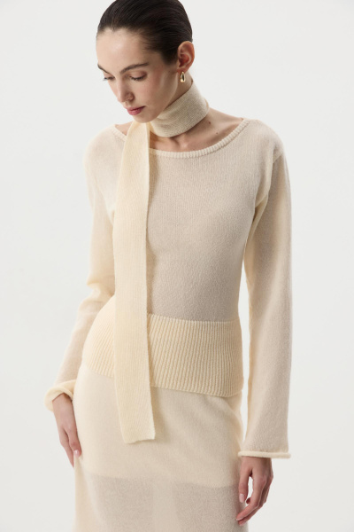 Лонгслив с шарфом (Кремовый) (S) 