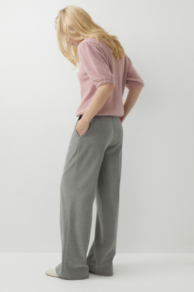 Брюки с заниженной талией из костюмной ткани (серый меланж) (XS)
