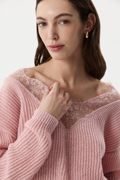 Джемпер с кружевом (Розовый) (XS/S) 