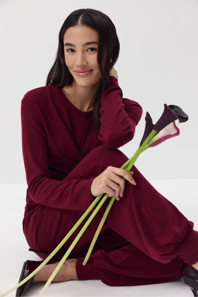 Лонгслив с завязками на талии (Винный) (S) 