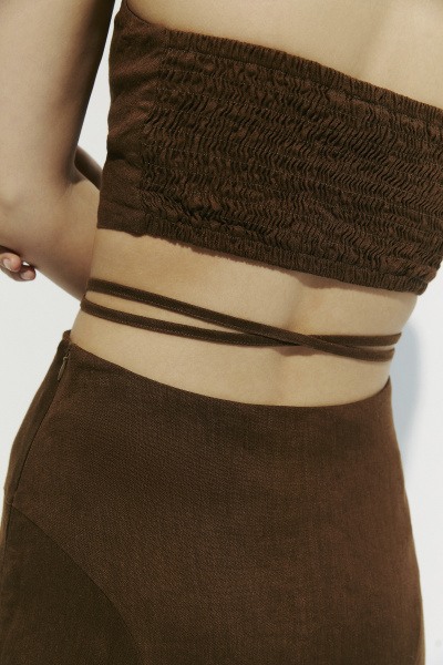 Топ силуэтный изо льна (коричневый) (L) 
