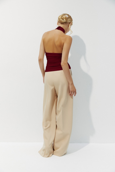 Топ халтер со стойкой (бордовый) (M) 