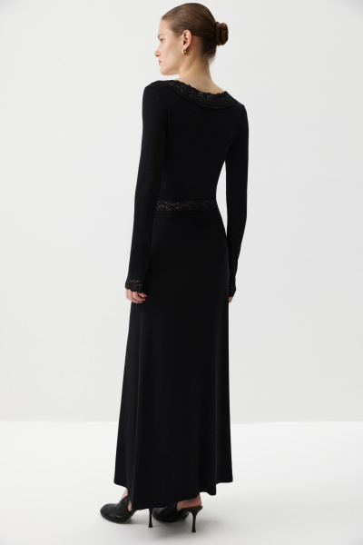 Платье из вискозы с кружевом (Черный) (M) 