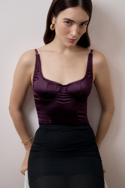 Боди из сатина (Сливовый) (L) 