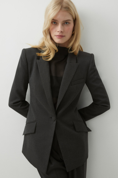 Пиджак приталенный из костюмной ткани (серый) (ХS) 