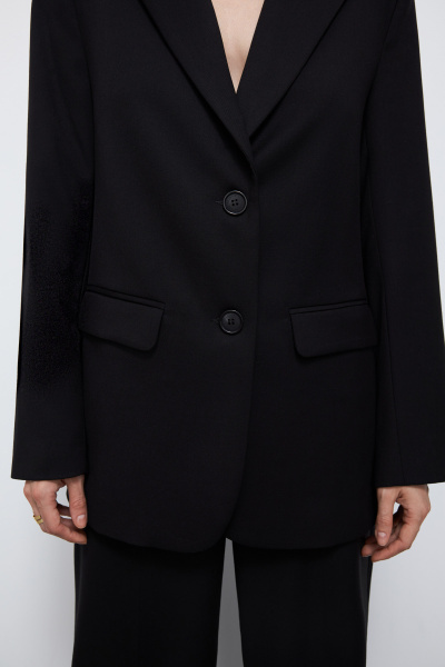 Пиджак свободного кроя из костюмной ткани (XS, черный) 