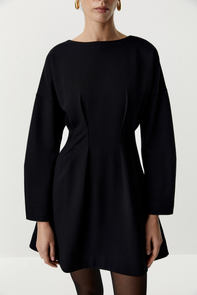 Платье мини приталенного силуэта (черный) (XS) 