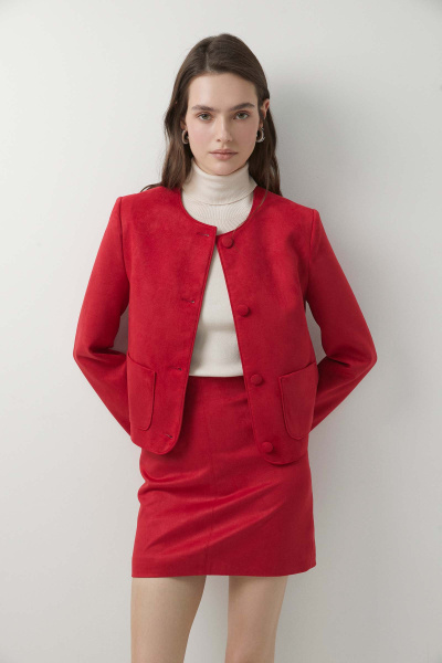 Жакет из замши (красный) (M) 