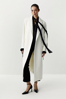Пальто оверсайз двубортное (молочный)