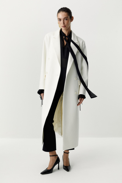 Пальто оверсайз двубортное (молочный) (XS/S) 