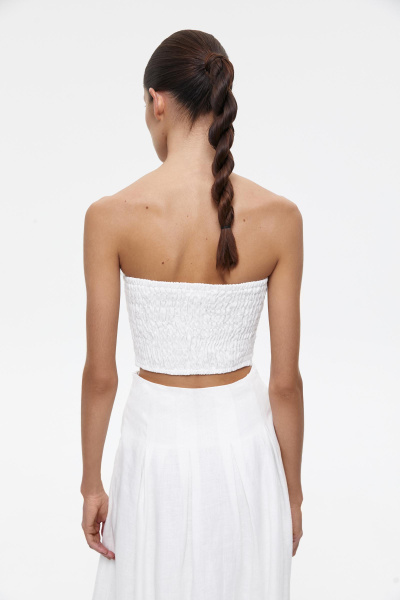 Топ с декоративным цветком изо льна (L, молочный)