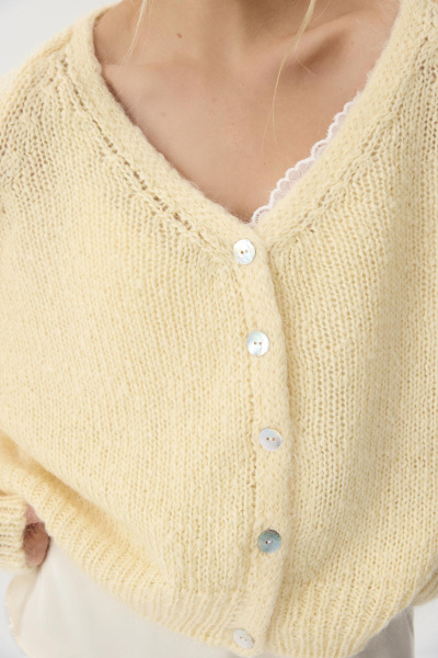 Кардиган из шерсти мериноса и альпаки (Сливочный) (M/L) 