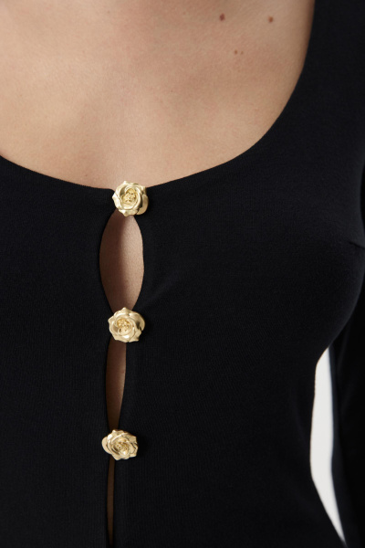 Лонгслив с декоративными пуговицами (Черный) (M) 