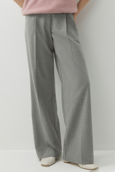 Брюки с заниженной талией из костюмной ткани (серый меланж) (XS)