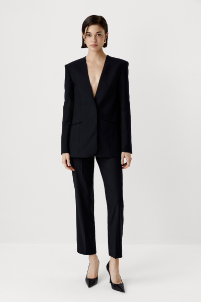 Брюки прямого кроя из костюмной ткани (черный) (M) 