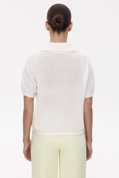 Поло ажурной вязки (XS/S, молочный) 