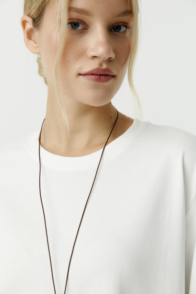 Лонгслив базовый из хлопка (белый) (L) 