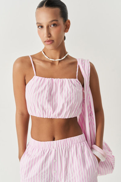 Блузка типа "топ" на бретелях в полоску (розовый) (M) 