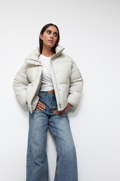 Куртка укороченная утепленная/ Women's short padded jacket (XS, молочный/milk) 