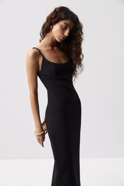 Платье макси на бретелях (Черный) (S) 