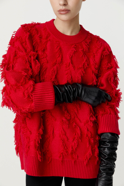 Джемпер с орнаментом из бахромы (алый) (XS/S) 