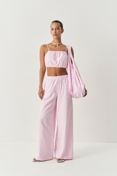 Брюки полоска с гульфиком (розовый) (M) 