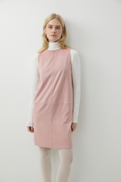 Платье мини прямое из замши (розовый) (XS)