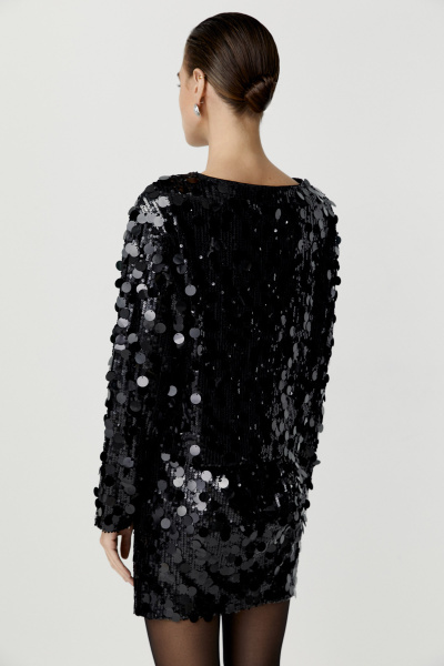 Блуза из ткани с пайетками (черный) (M) 