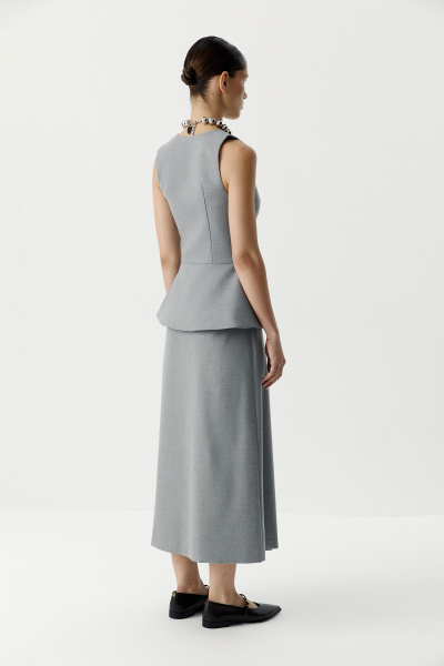 Юбка миди со складками (серый меланж) (XS) 