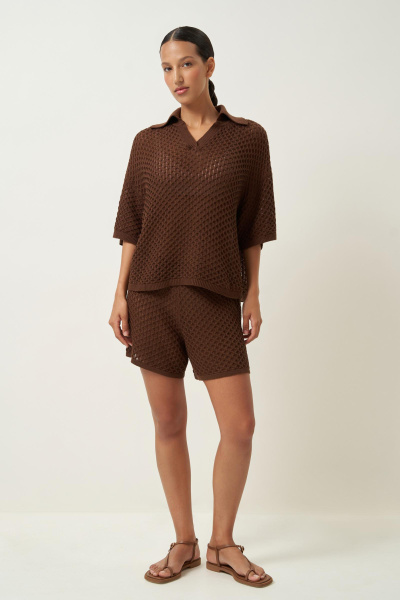 Костюм вязаный из хлопка (коричневый) (M/L) 