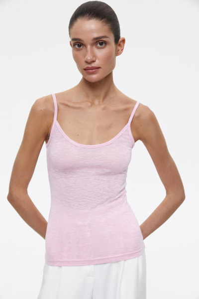 Топ из полупрозрачного трикотажа (L, розовый) 2128