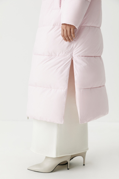 Пальто макси утепленное (розовый) (XS) 