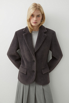 Пиджак приталенный из ворсовой ткани (темно-серый)