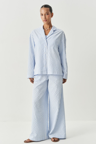 Брюки полоска с гульфиком (голубой) (M) 