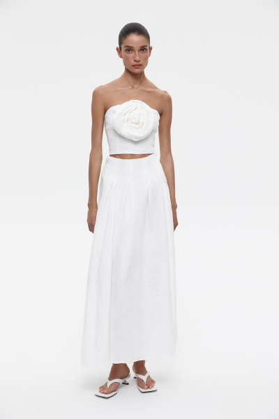 Юбка макси изо льна (S, молочный) 2207