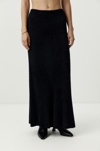Юбка макси из пушистой пряжи (черный) (M/L) 
