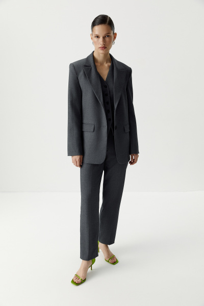 Брюки прямые классические (темно-серый меланж) (XS) 