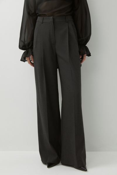 Брюки силуэта палаццо из костюмной ткани (серый) (XS) 