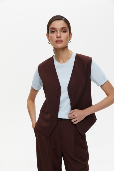 Жилет классический из костюмной ткани (L, шоколадный) 