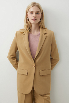 Пиджак прямой на одну пуговицу из костюмной ткани (светло-коричневый)