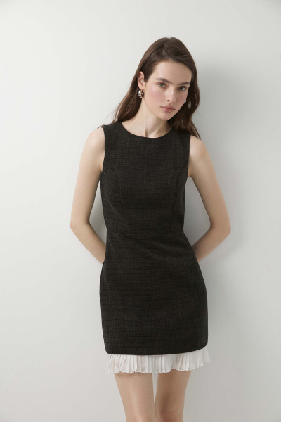 Платье из твида силуэтное (черный) (XS)