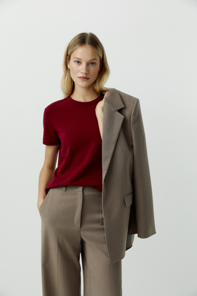 Футболка базовая из хлопка (бордовый) (L) 