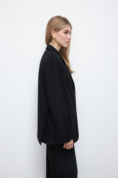 Пиджак свободного кроя из костюмной ткани (XS, черный) 